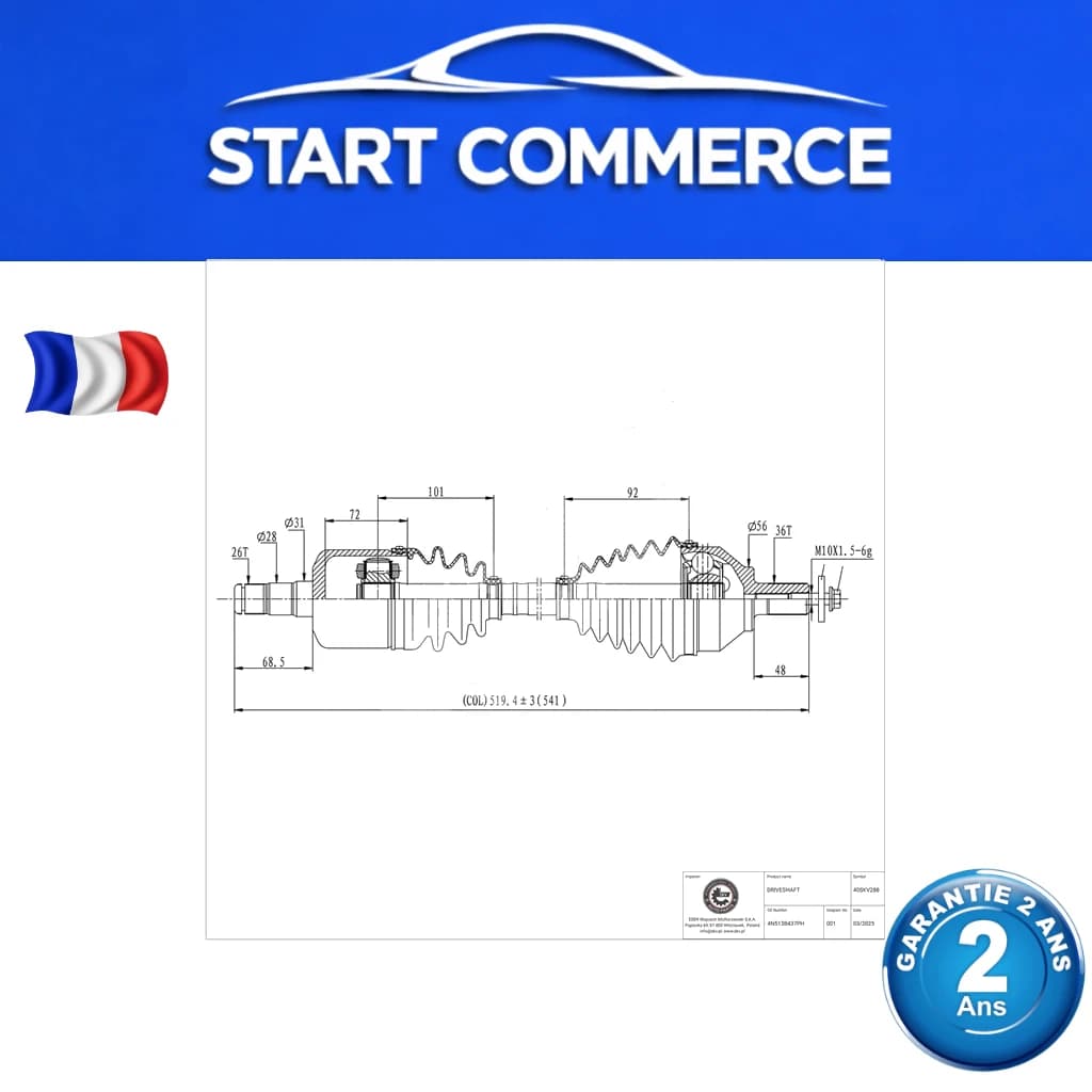 SKV Arbre de transmission