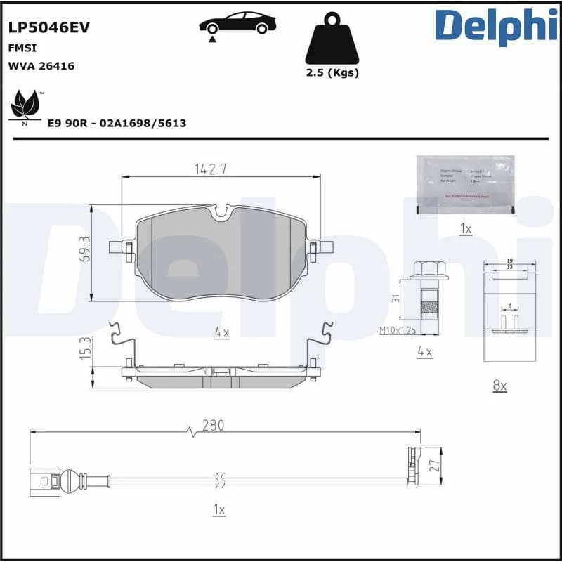 Delphi Jeu de plaquettes de frein VE