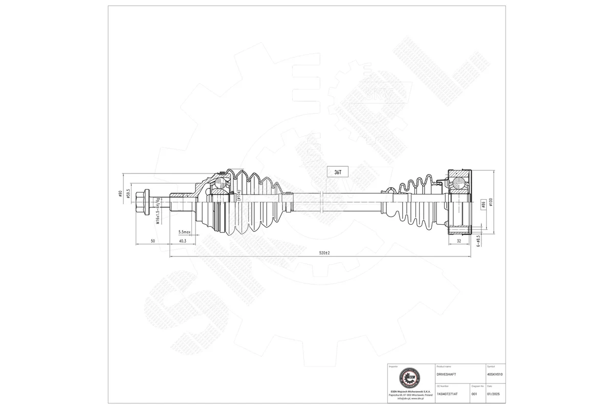 SKV Arbre de transmission
