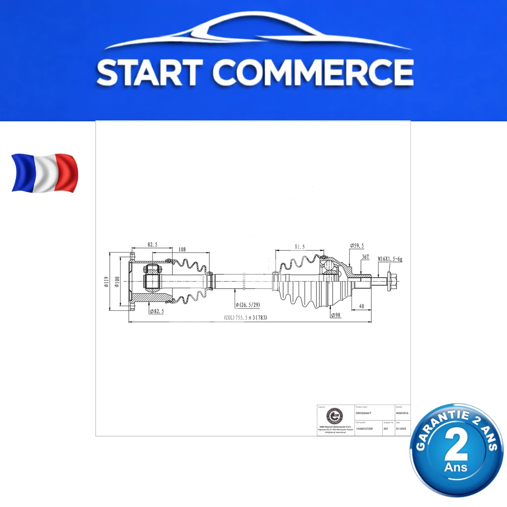 SKV Arbre de transmission