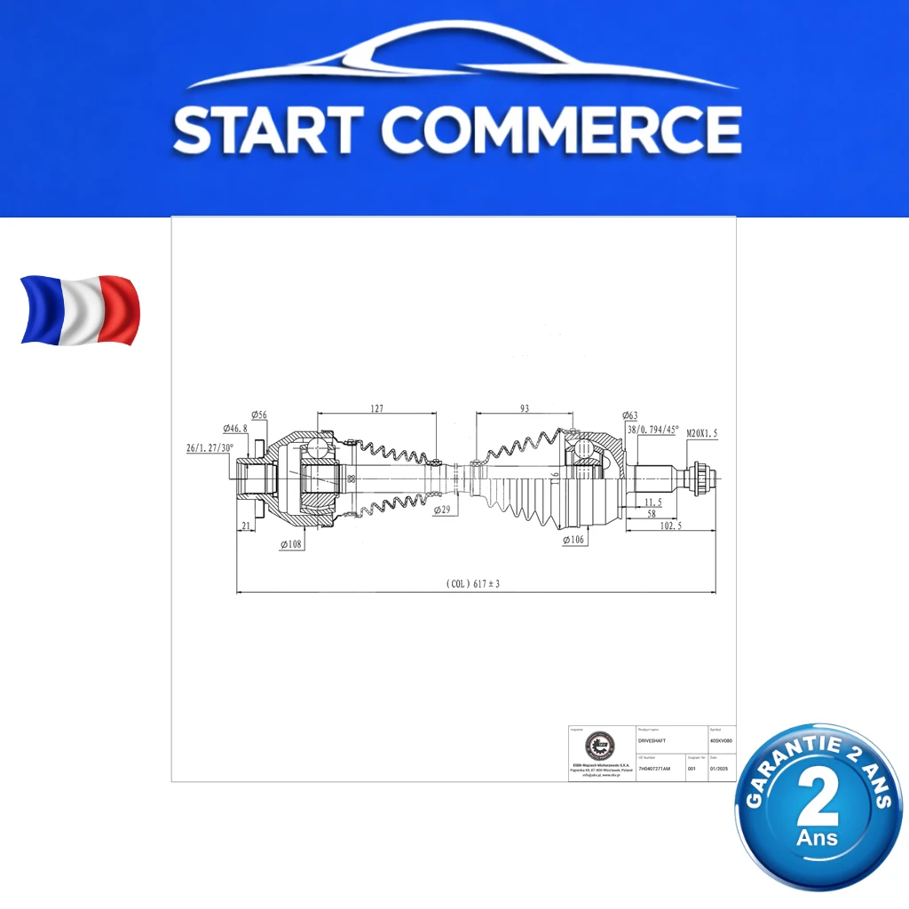 SKV Arbre de transmission