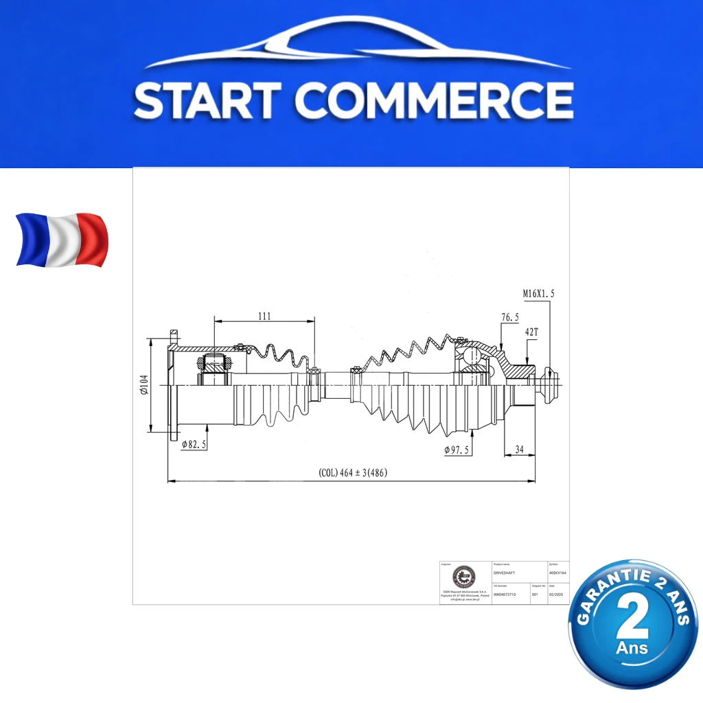 SKV arbre de transmission avant
