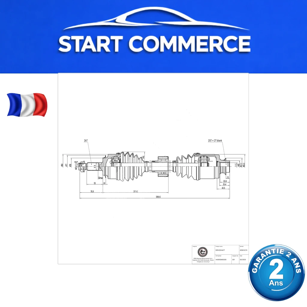 SKV Arbre de transmission avant droit