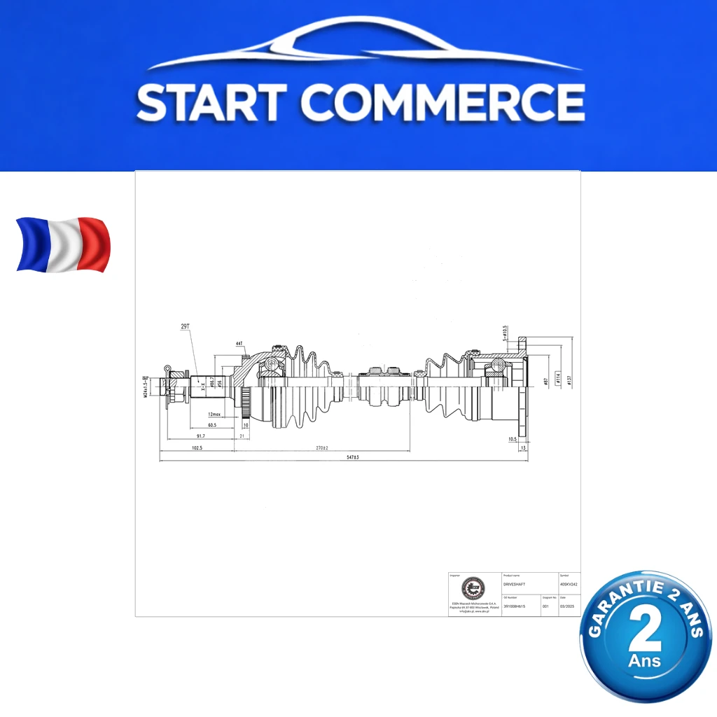 SKV Arbre de transmission