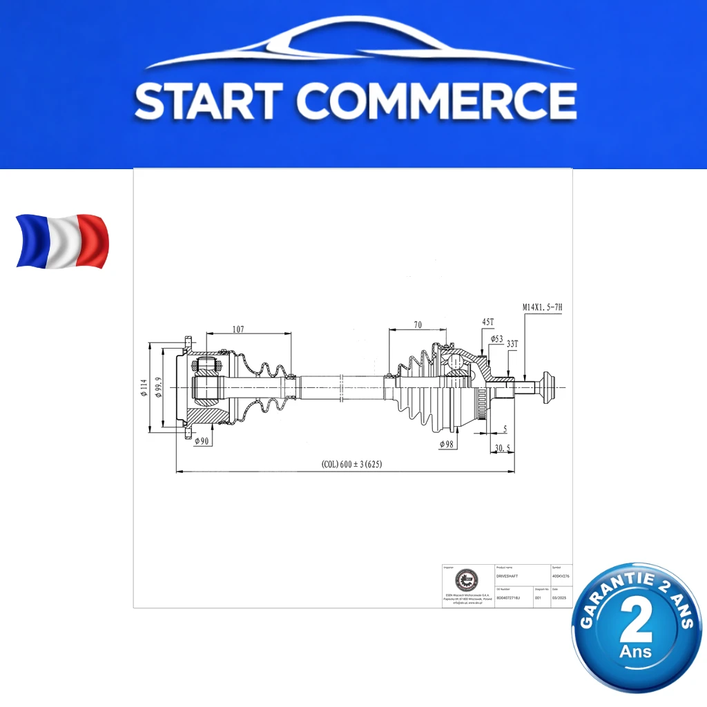 SKV Arbre de transmission