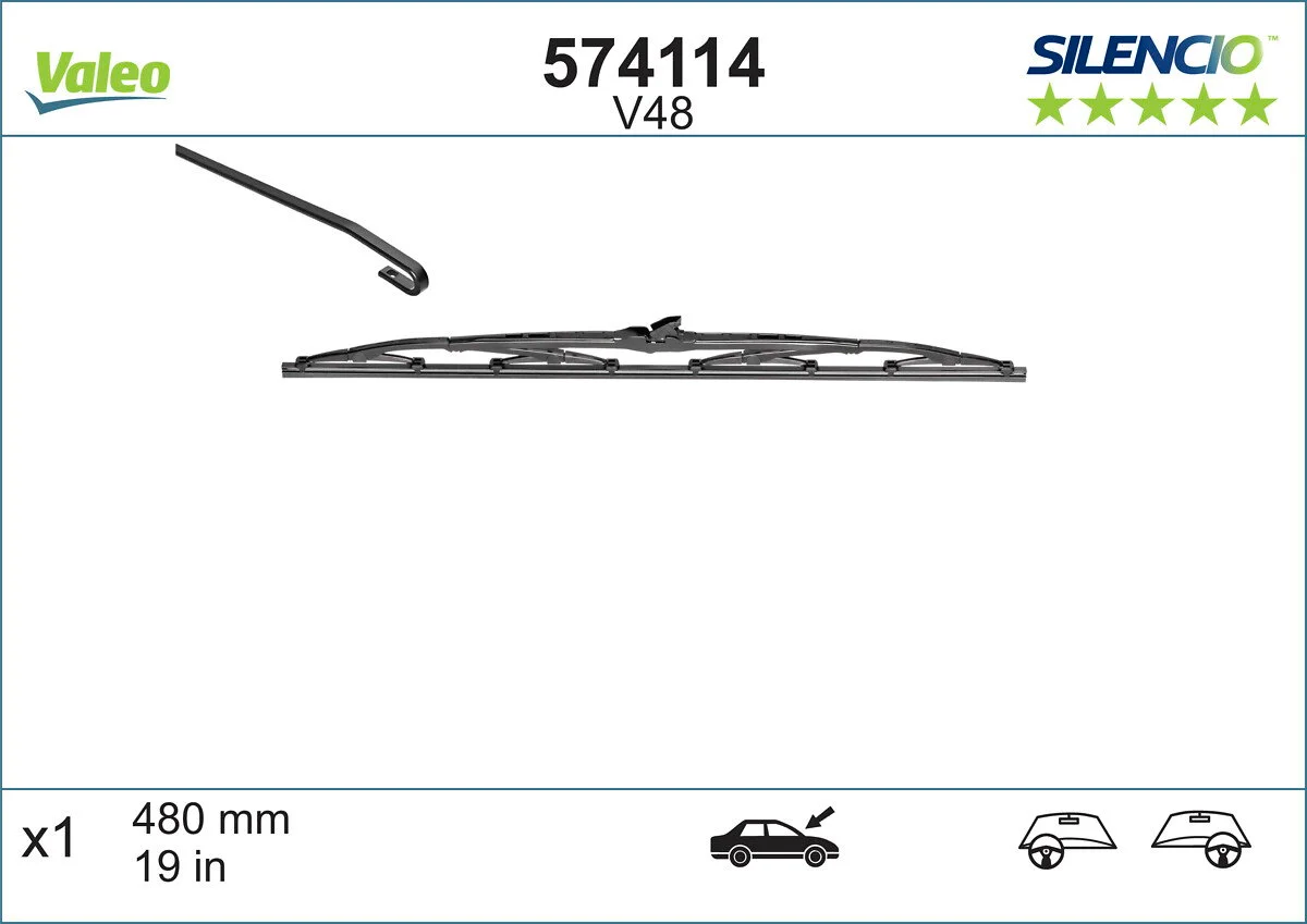 VALEO balai d'essuie-glace silencio v48 x1 focus 1, ka 1, golf