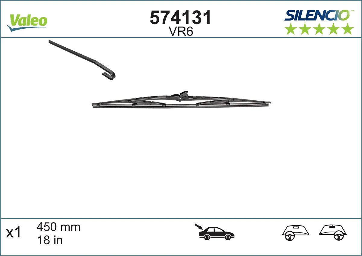 VALEO balai d'essuie-glace silencio vr6 x1 xantia, xm