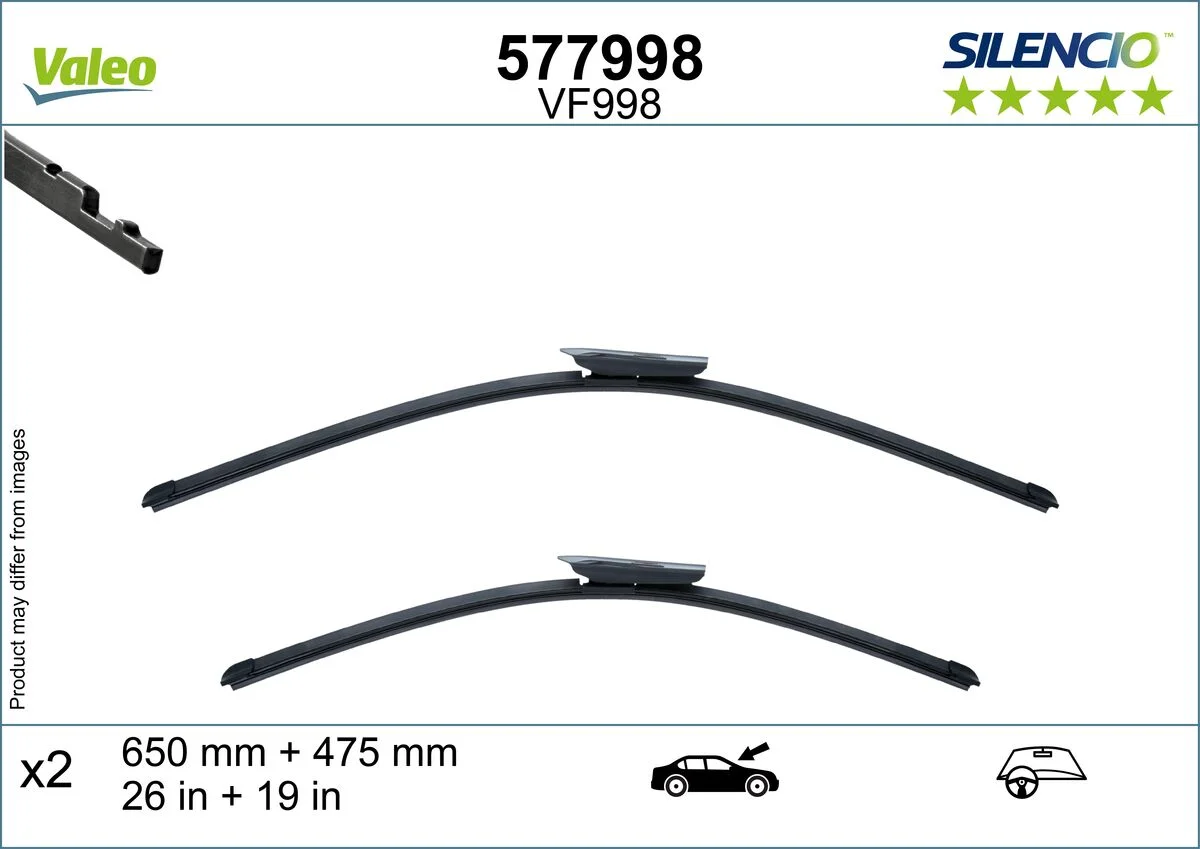 VALEO silencio vf998 x2 - balais d'essuie-glace a3, eqe, eqs