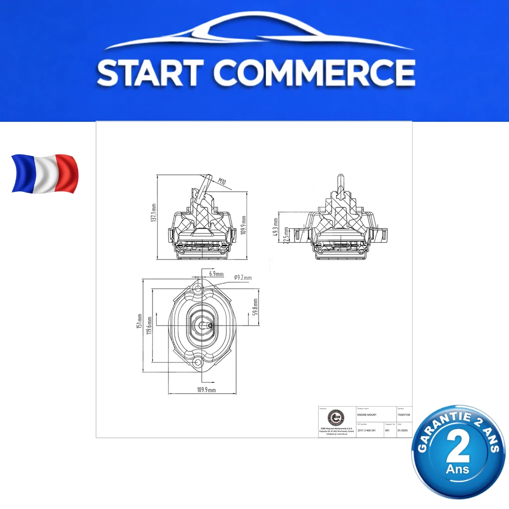 SKV Support moteur gauche