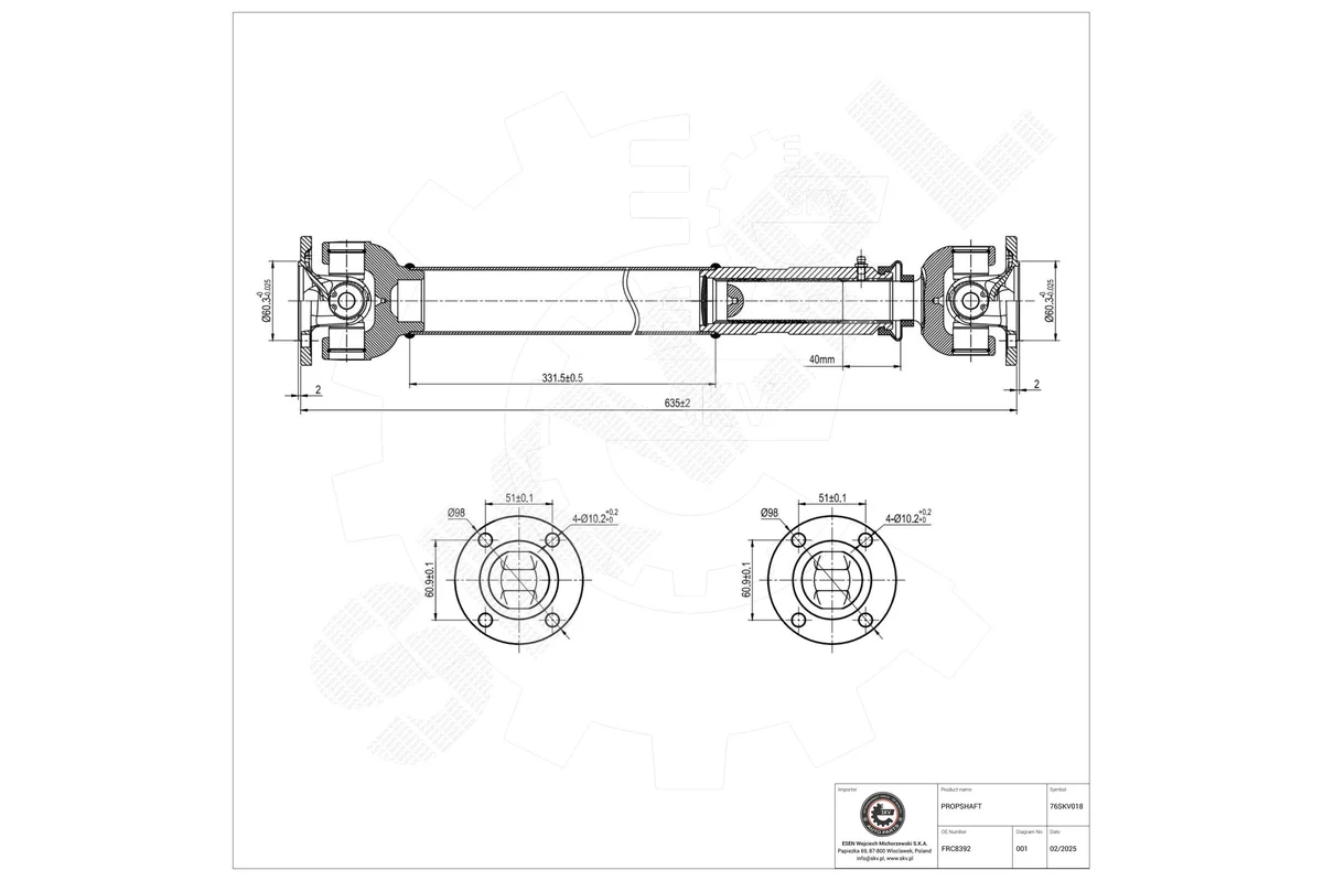 SKV Arbre de transmission