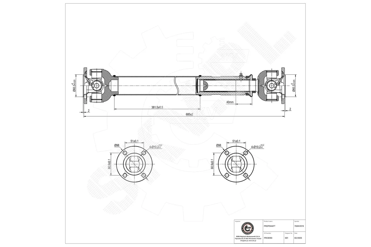 SKV Arbre de transmission
