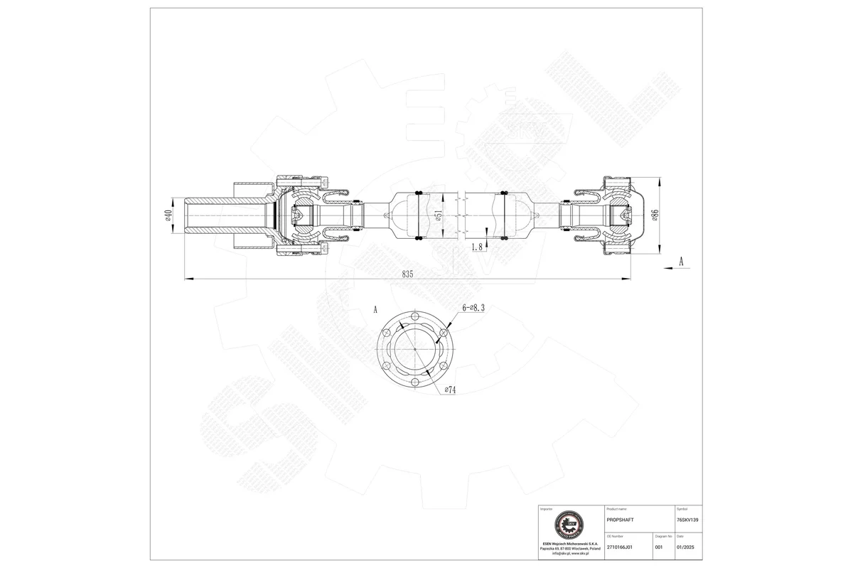 SKV Arbre de transmission