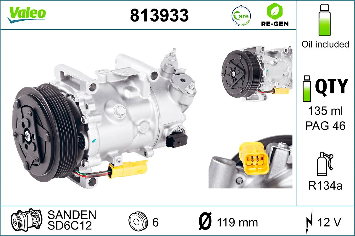 VALEO embrayage de compresseur de climatisation psa, c3, c4, ds3, 208, 308