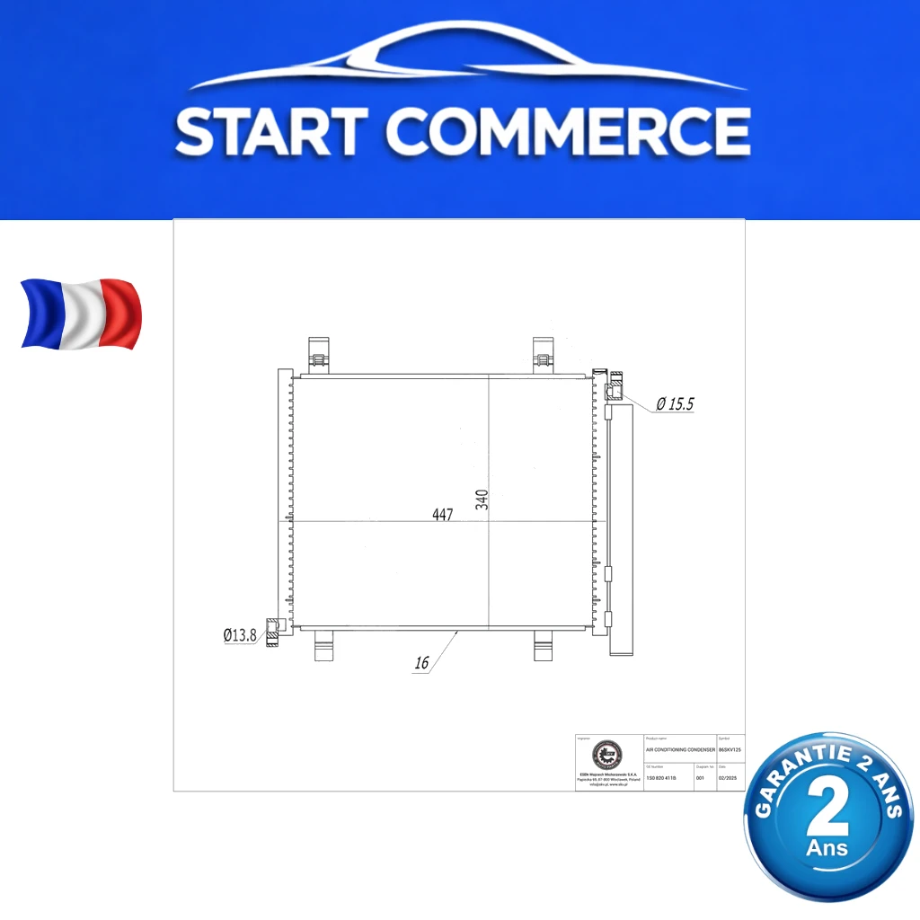SKV Condenseur de climatisation SEAT Mii / SKODA Citigo / VW Load Up