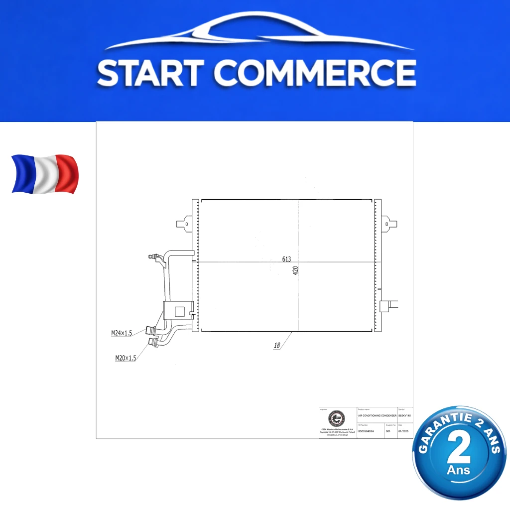 SKV Condenseur de climatisation AUDI A4 B5 / VW Passat B5