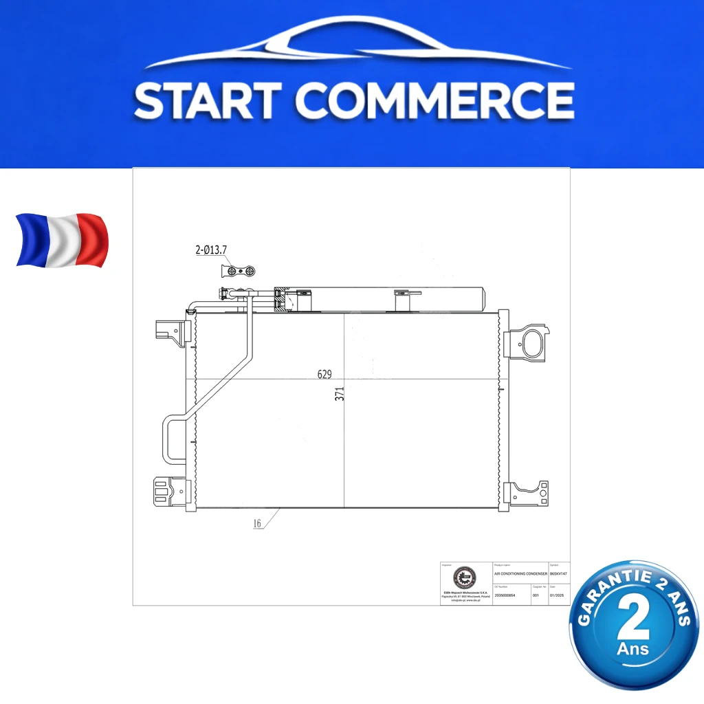 SKV Condenseur de climatisation MERCEDES-BENZ Classe C / CLK