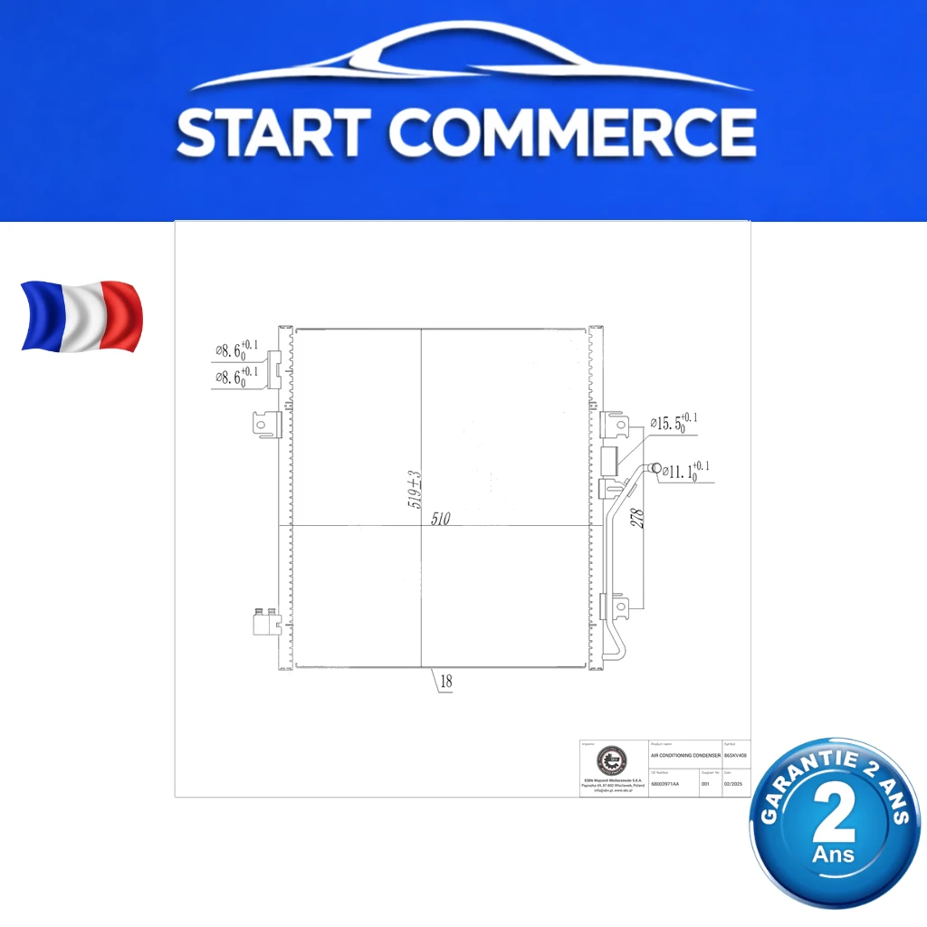 SKV Condenseur de climatisation DODGE Nitro
