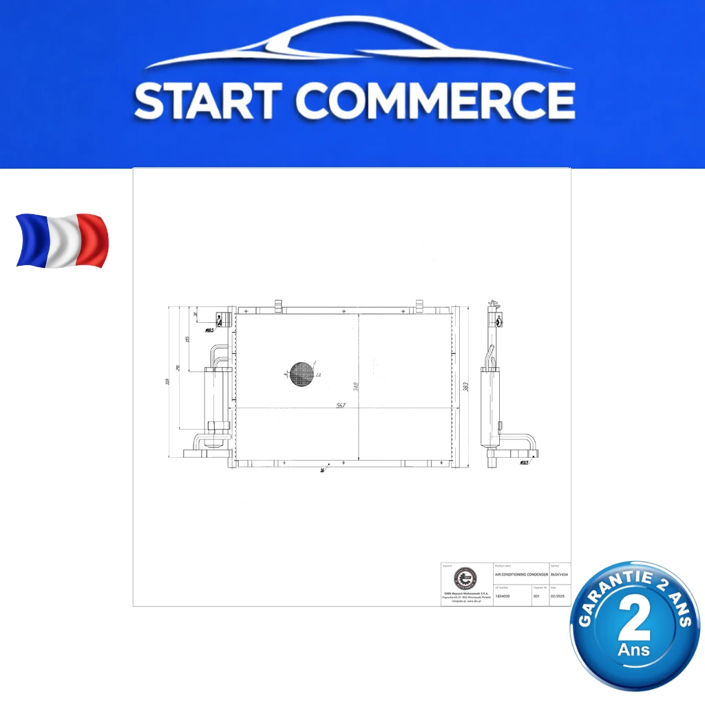 SKV Condenseur de climatisation avec déshydrateur