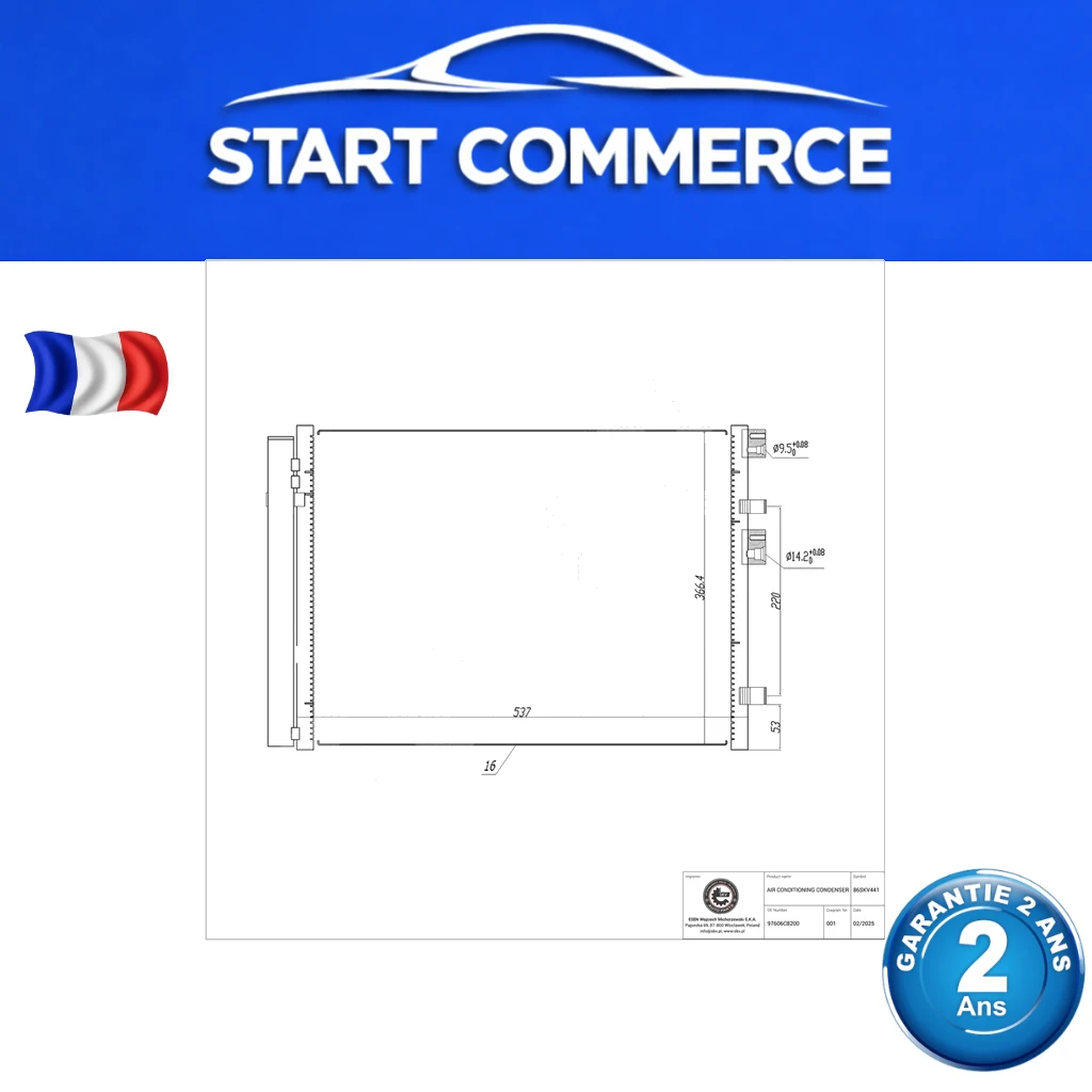 SKV Condenseur de climatisation avec déshydrateur