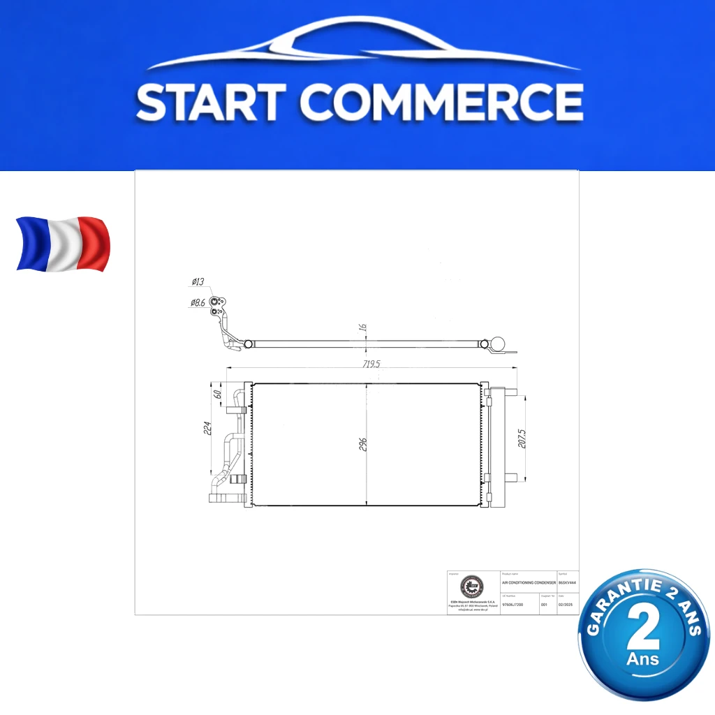 SKV Condenseur de climatisation HYUNDAI i30 / KIA Ceed Xceed