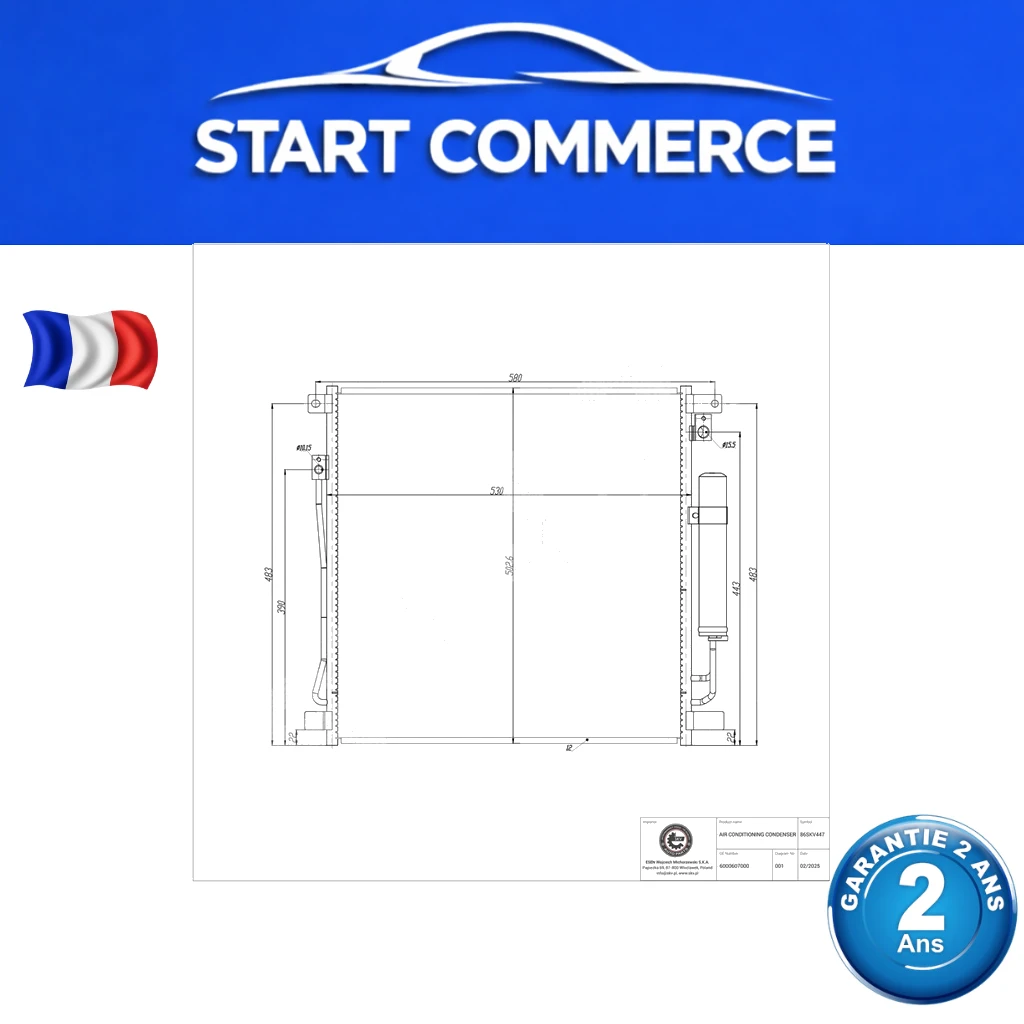 SKV Condenseur de climatisation avec déshydrateur