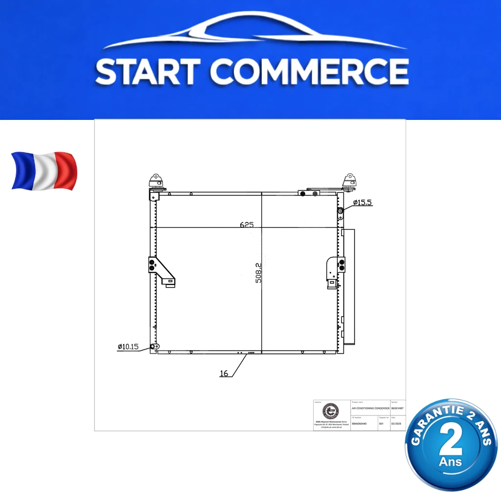 SKV Condenseur de climatisation avec déshydrateur