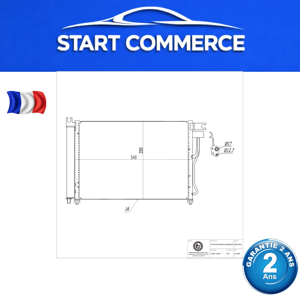 SKV Condenseur de climatisation HYUNDAI Accent III