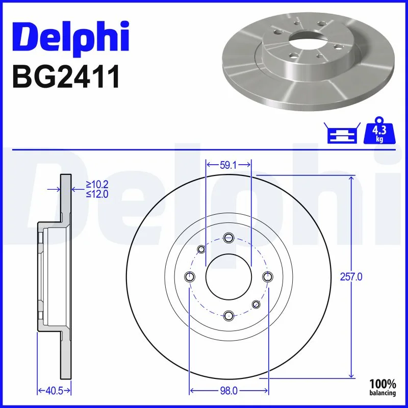 DELPHI jeu de 2 disques de frein