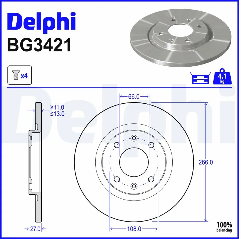 Delphi Jeu de 2 disques de frein
