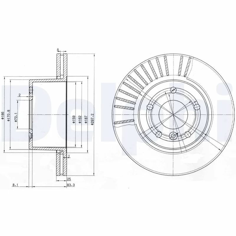 DELPHI jeu de 2 disques de frein peints