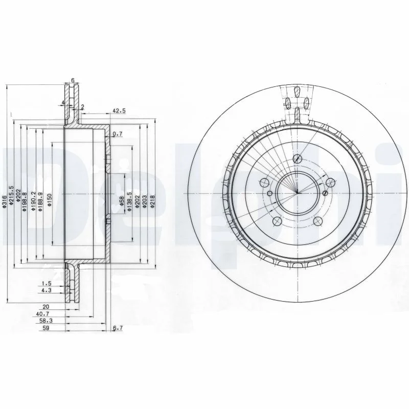 DELPHI jeu de 2 disques de frein