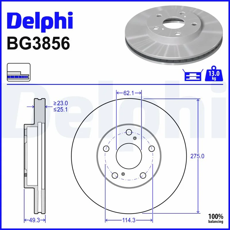 DELPHI jeu de 2 disques de frein