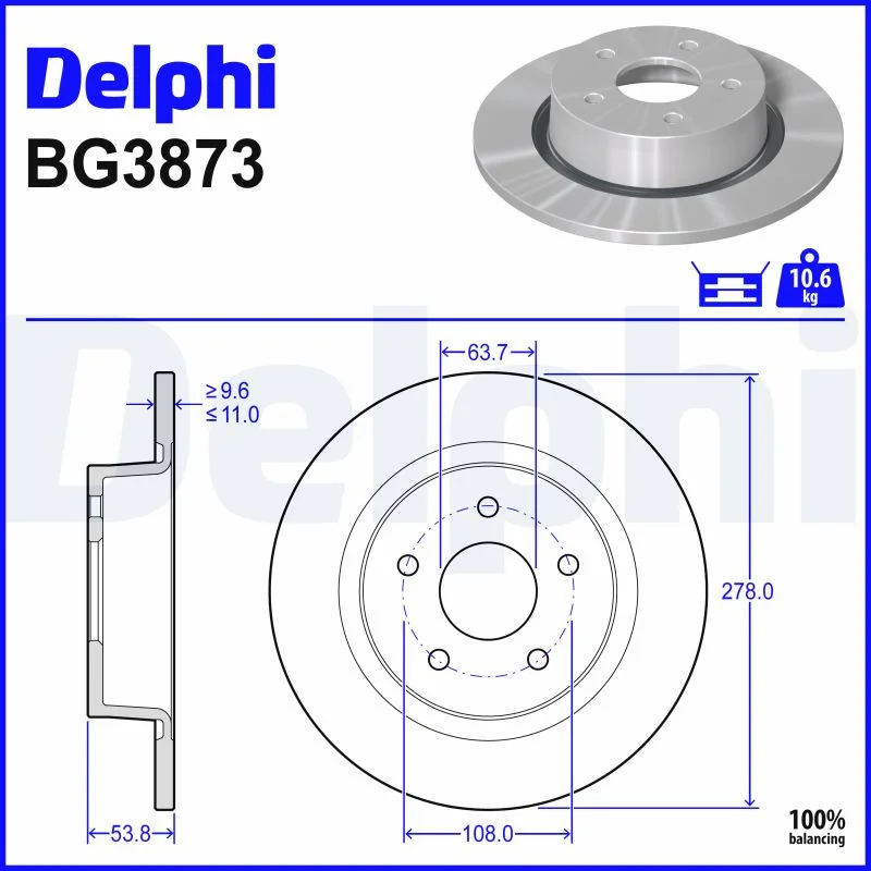 Delphi Jeu de 2 disques de frein