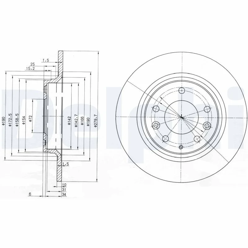 DELPHI jeu de 2 disques de frein peints