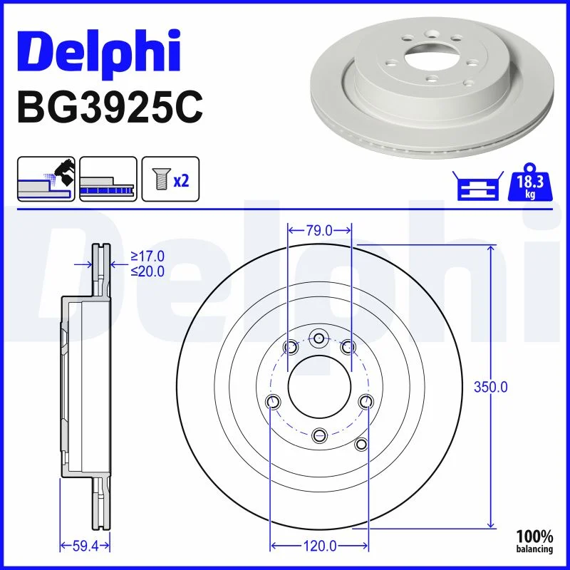 DELPHI jeu de 2 disques de frein peints