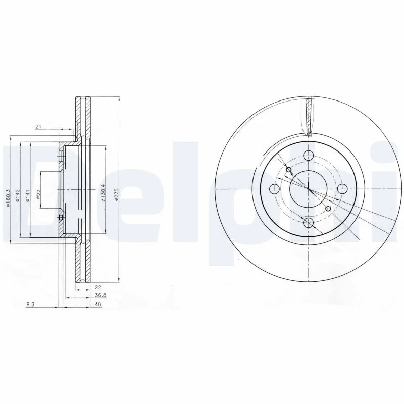 DELPHI jeu de 2 disques de frein
