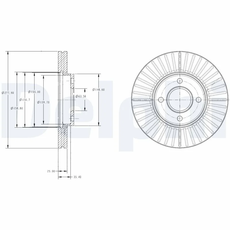 Delphi Jeu de 2 disques de frein