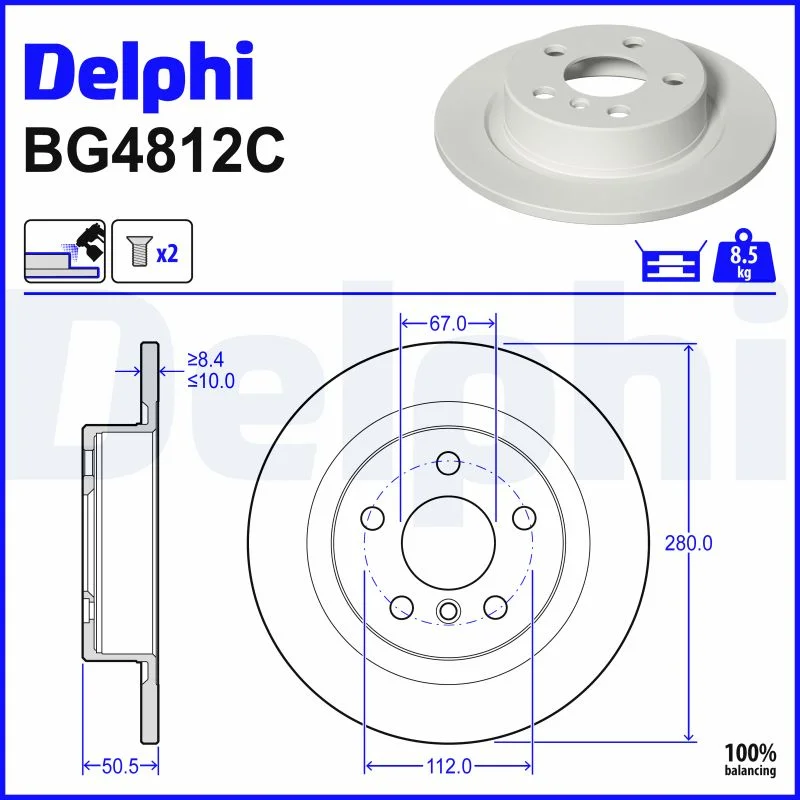 DELPHI jeu de 2 disques de frein peints