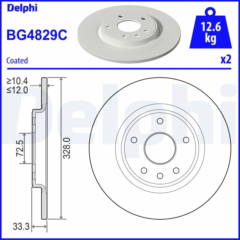 DELPHI jeu de 2 disques de frein peints