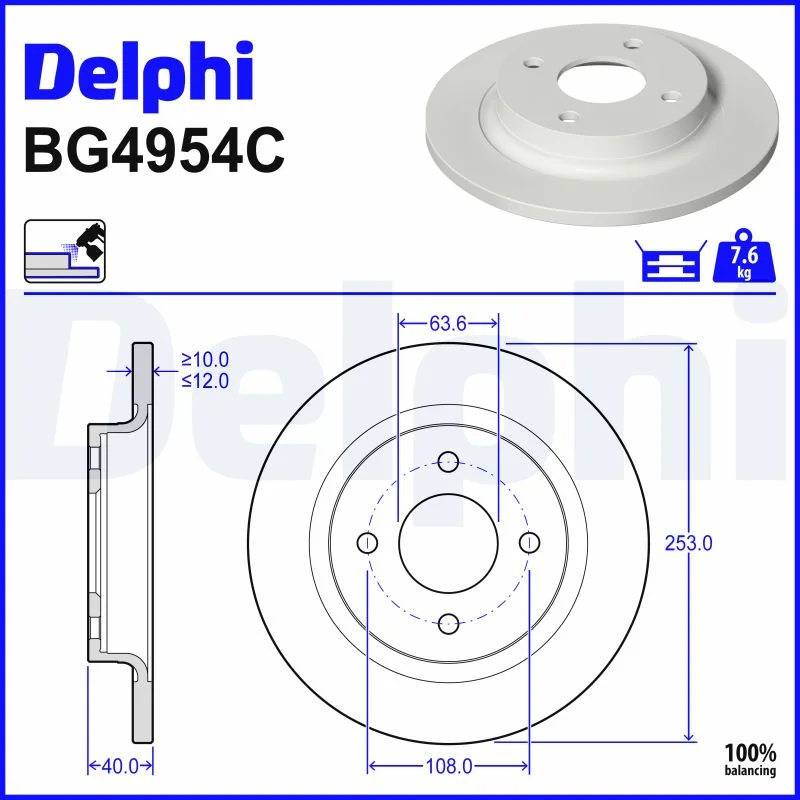 DELPHI jeu de 2 disques de frein peints