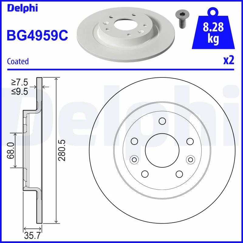DELPHI jeu de 2 disques de frein