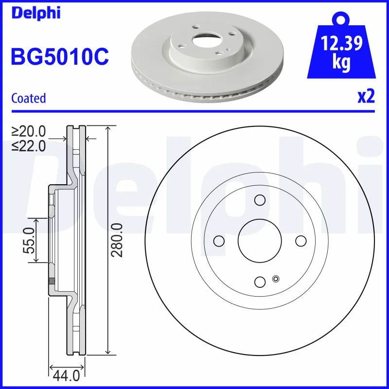 DELPHI jeu de 2 disques de frein peints