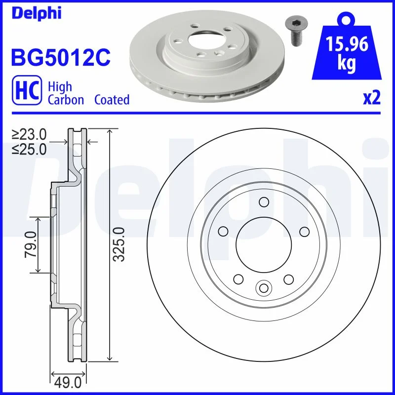 DELPHI jeu de 2 disques de frein peints