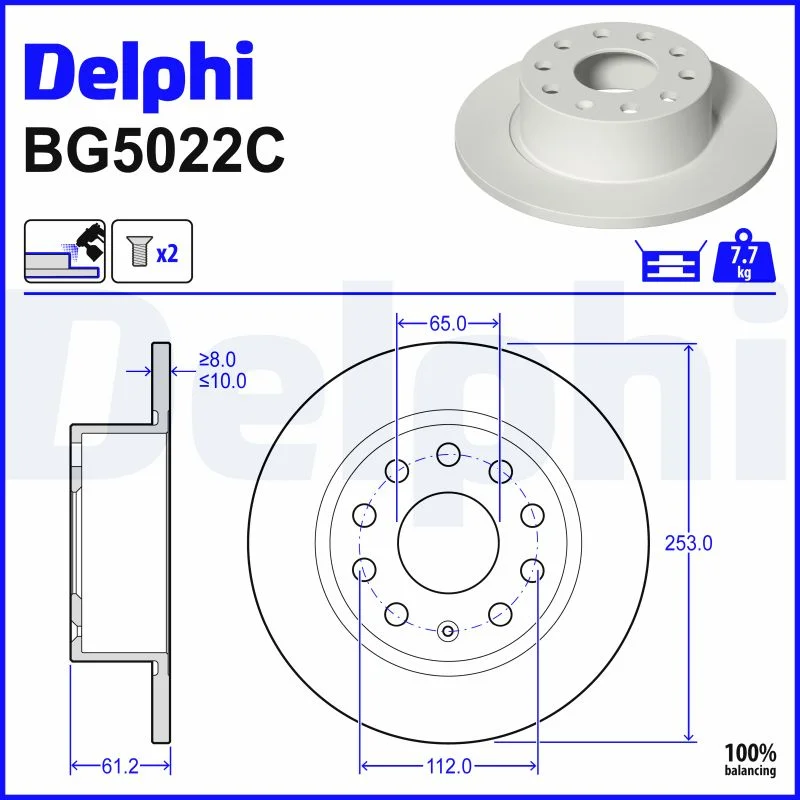 DELPHI jeu de 2 disques de frein peints
