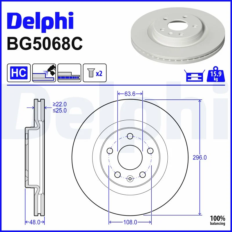 DELPHI jeu de 2 disques de frein peints