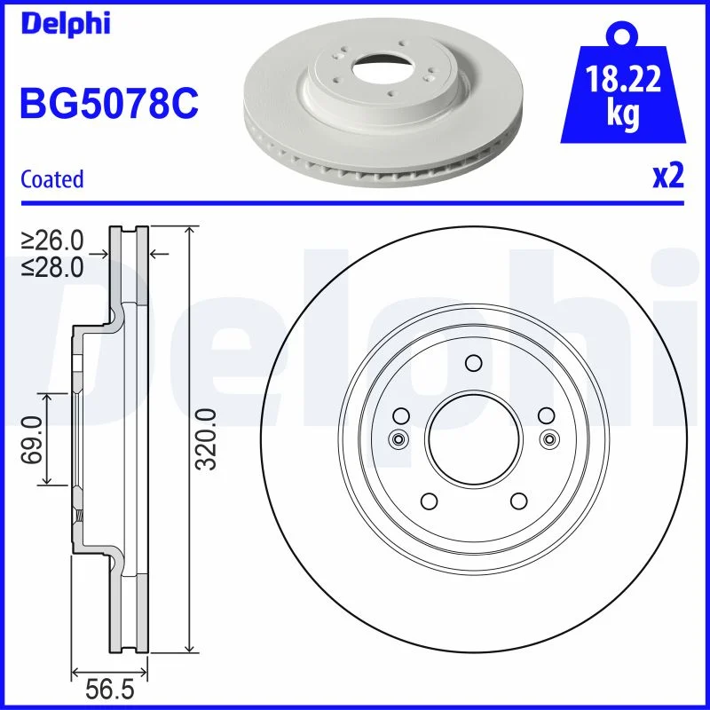 DELPHI jeu de 2 disques de frein peints