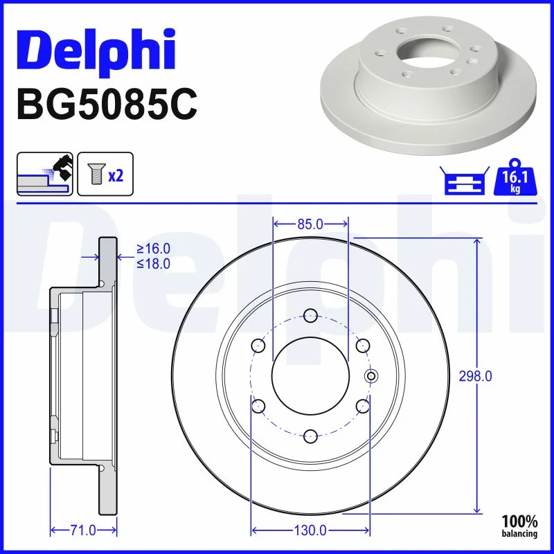 DELPHI jeu de 2 disques de frein peints