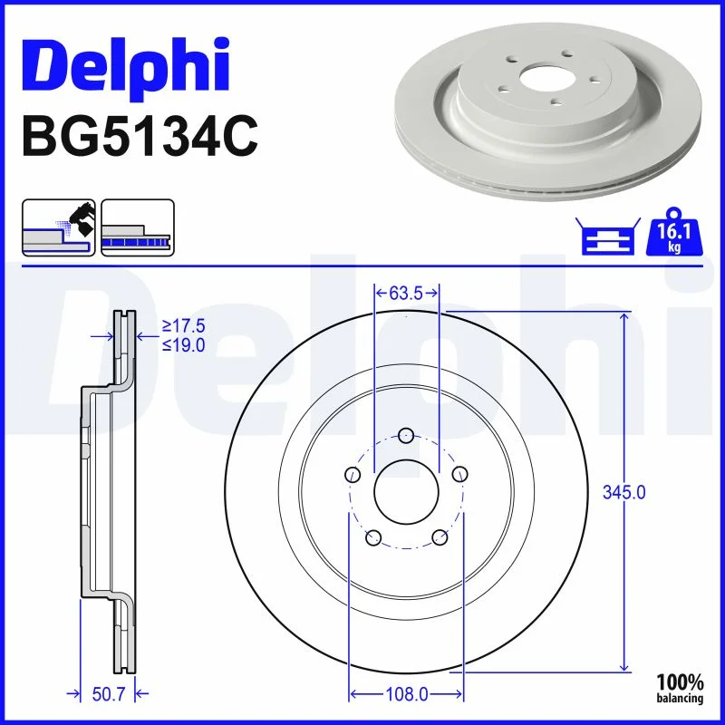 Delphi Jeu de 2 disques de frein peints