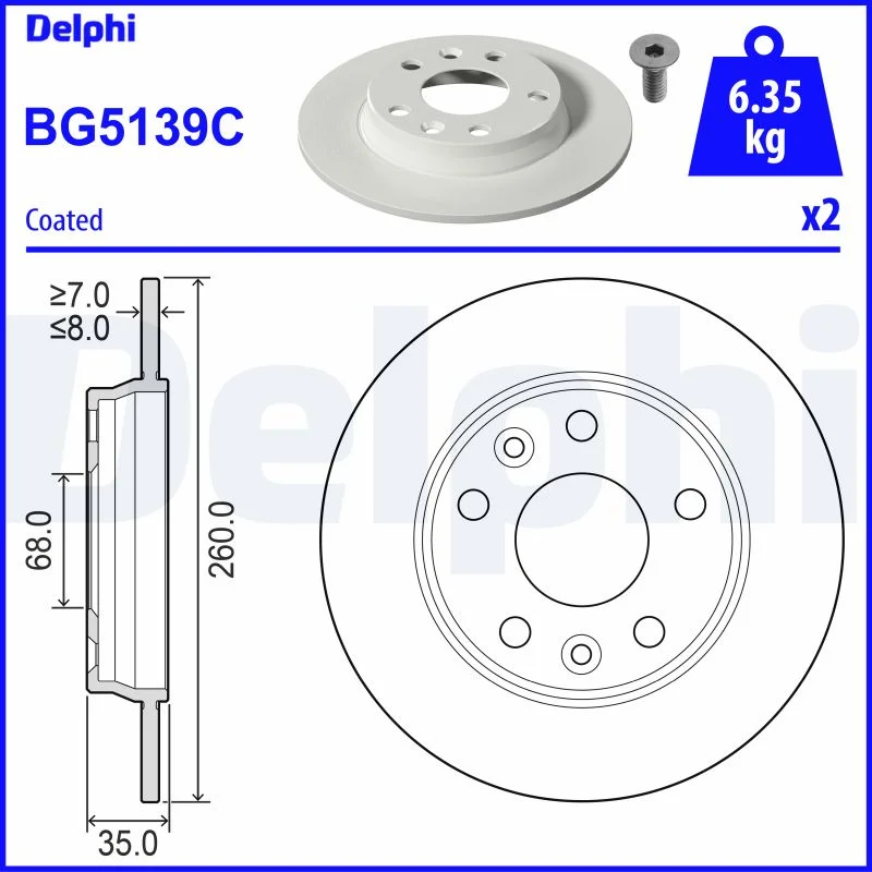 DELPHI jeu de 2 disques de frein peints
