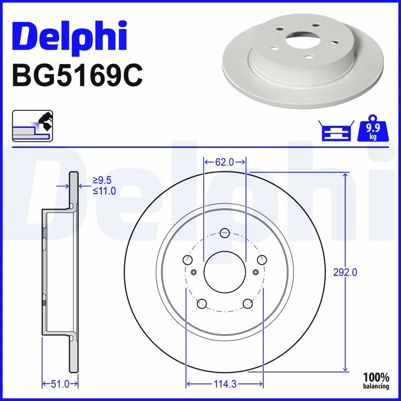 Delphi Jeu de 2 disques de frein